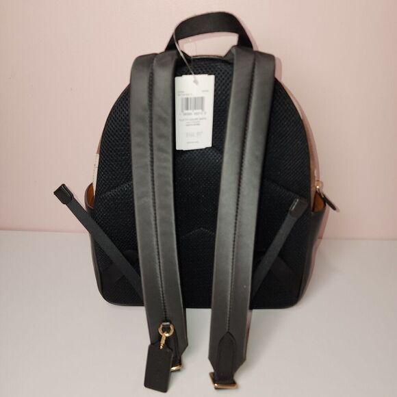 NWT Coach CZ599 Court Tan Floral Print Signature Coated Canvas Leather Backpack - Picture 3 of 5
